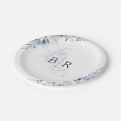 Elegant Blue Waterverf Floral Wedding Papieren Bordje (Gekanteld)