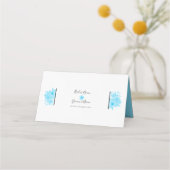 Elegant Blue Waterverf Floral Wedding Place Card Plaatskaartje (Achterkant)