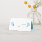 Elegant Blue Waterverf Floral Wedding Place Card Plaatskaartje (Voorkant)