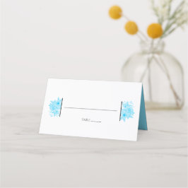 Elegant Blue Waterverf Floral Wedding Place Card Plaatskaartje