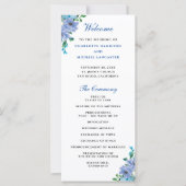 Elegant Blue Waterverf Floral Wedding Programme (Voorkant)