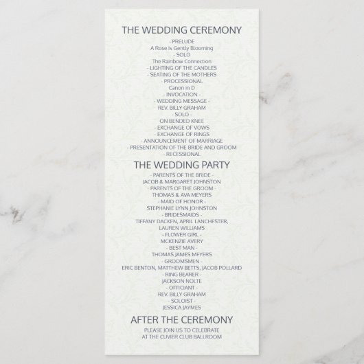 Elegant Blue Waterverf Floral Wedding Programme Programmakaart (Achterkant)