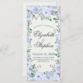 Elegant Blue Waterverf Floral Wedding Programme Programmakaart (Voorkant / Achterkant)