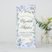 Elegant Blue Waterverf Floral Wedding Programme Programmakaart (Staand voorkant)