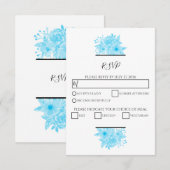 Elegant Blue Waterverf Floral Wedding RSVP-kaarten RSVP Kaartje (Voorkant / Achterkant)
