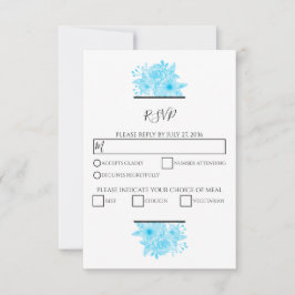 Elegant Blue Waterverf Floral Wedding RSVP-kaarten RSVP Kaartje
