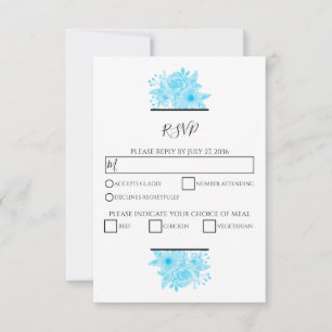 Elegant Blue Waterverf Floral Wedding RSVP-kaarten RSVP Kaartje