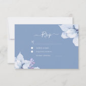 Elegant Blue Waterverf Floral Wedding RSVP Kaartje (Voorkant)