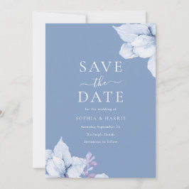 Elegant Blue Waterverf Floral Wedding Save The Date