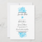Elegant Blue Waterverf Floral Wedding Save The Date (Voorkant)