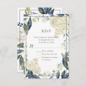 Elegant Blue Waterverf Flower RSVP Reply Kaart (Voorkant / Achterkant)