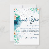 Elegant Blue Waterverf Flower Wedding Bedankkaart (Voorkant)