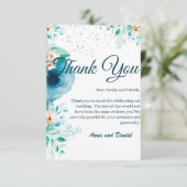 Elegant Blue Waterverf Flower Wedding Bedankkaart (Staand voorkant)