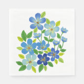 Elegant Blue Waterverf Flowers 04 Servet (Voorkant)