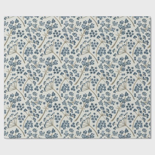 Elegant Blue Waterverf Flowers Cadeaupapier (Vlak)