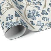 Elegant Blue Waterverf Flowers Cadeaupapier (Rol Hoek)