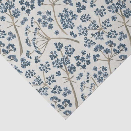 Elegant Blue Waterverf Flowers Tissuepapier (Detail)