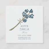 Elegant Blue Waterverf Flowers Vierkante Visitekaartje (Achterkant)
