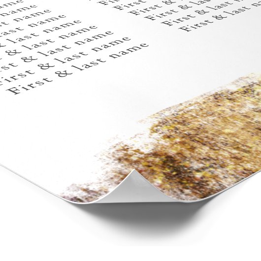 Elegant Blue Waterverf Gold Wedding Seding Chart Poster (Hoek)