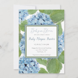 Elegant Blue Waterverf Hydrangea Baby shower Kaart