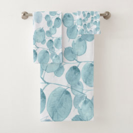 Elegant Blue Waterverf laat een Ditsy Pattern over Bad Handdoek