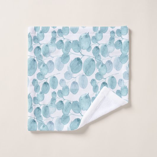 Elegant Blue Waterverf laat een Ditsy Pattern over Bad Handdoek (Wasdoekje)