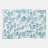 Elegant Blue Waterverf laat een Ditsy Pattern over Theedoek (Horizontaal)
