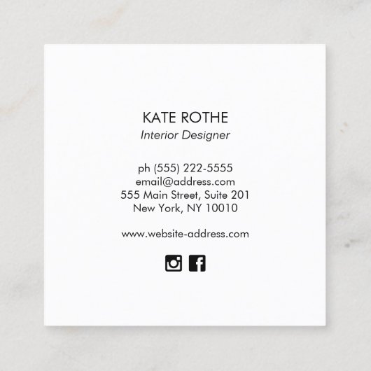 Elegant Blue Waterverf Magnolia Floral Square Squ Vierkante Visitekaartje (Achterkant)