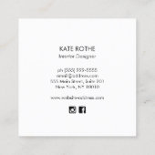 Elegant Blue Waterverf Magnolia Floral Square Squ Vierkante Visitekaartje (Achterkant)