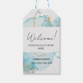 Elegant Blue Waterverf Minimal Wedding Welkom Gi Cadeaulabel (Voorkant)