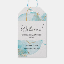 Elegant Blue Waterverf Minimal Wedding Welkom Gi Cadeaulabel