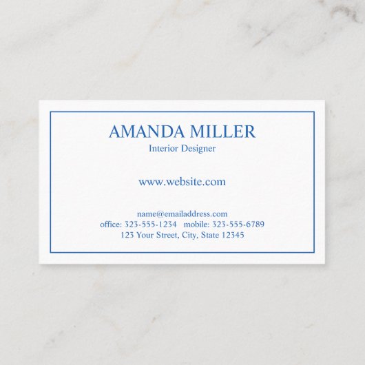 Elegant Blue Waterverf Ogee Pattern Monogram Visitekaartje (Achterkant)