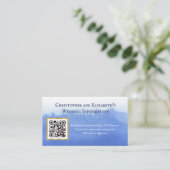 Elegant Blue Waterverf QR Code Website Weddenschap Visitekaartje (Staand voorkant)
