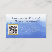 Elegant Blue Waterverf QR Code Website Weddenschap Visitekaartje (Voorkant)