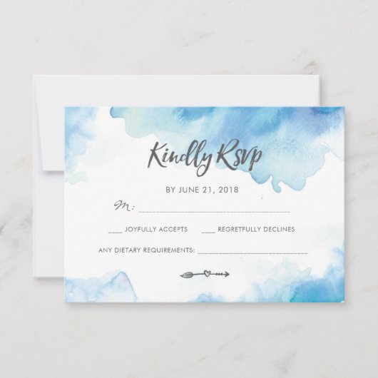 Elegant Blue Waterverf RSVP-kaarten Kaart (Voorkant)