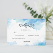 Elegant Blue Waterverf RSVP-kaarten Kaart (Staand voorkant)