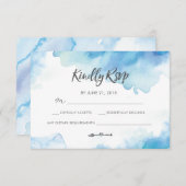 Elegant Blue Waterverf RSVP-kaarten Kaart (Voorkant / Achterkant)