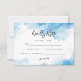 Elegant Blue Waterverf RSVP-kaarten Kaart