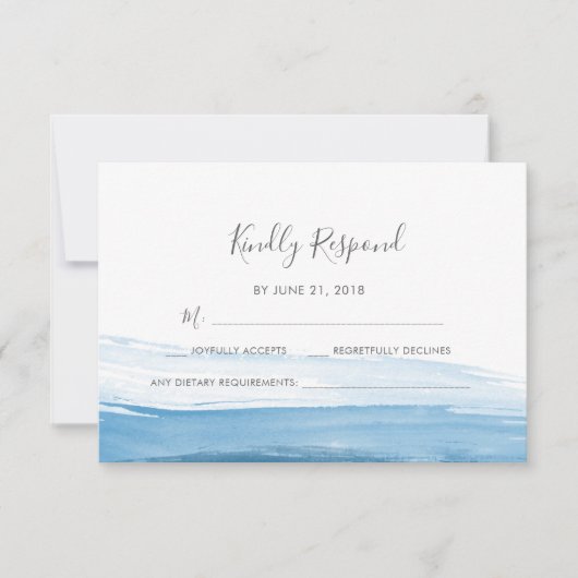 Elegant Blue Waterverf RSVP-kaarten Kaart (Voorkant)