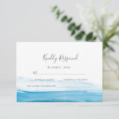 Elegant Blue Waterverf RSVP-kaarten Kaart (Staand voorkant)