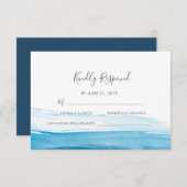 Elegant Blue Waterverf RSVP-kaarten Kaart (Voorkant / Achterkant)