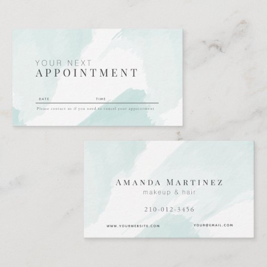 Elegant Blue Waterverf Salon Afspraakkaart Visitekaartje (Voorkant / Achterkant)