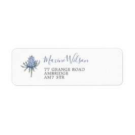 Elegant Blue Waterverf Thistle Etiket