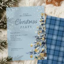 Elegant Blue Waterverf Tree kerstfeest