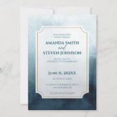 Elegant Blue Waterverf Wedding Kaart (Voorkant)