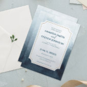 Elegant Blue Waterverf Wedding Kaart