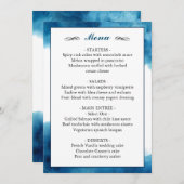Elegant Blue Waterverf Wedding Menu (Voorkant / Achterkant)