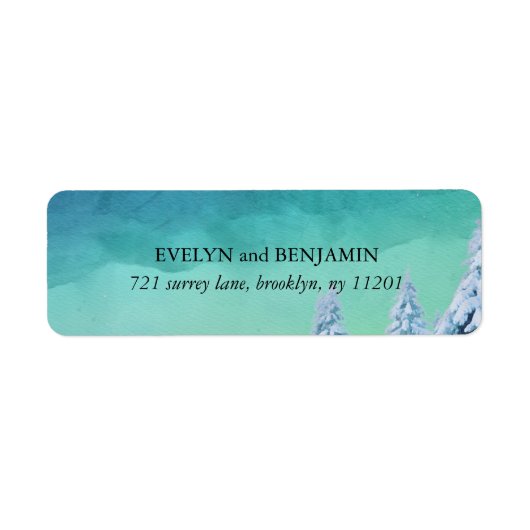 Elegant Blue Waterverf Winter Return Address Etiket (Voorkant)