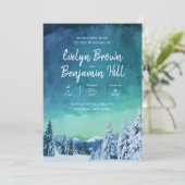 Elegant Blue Waterverf Winter Snow Wedding Invita Kaart (Staand voorkant)