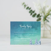 Elegant Blue Waterverf Winter Wedding RSVP Uitnodiging Briefkaart (Staand voorkant)